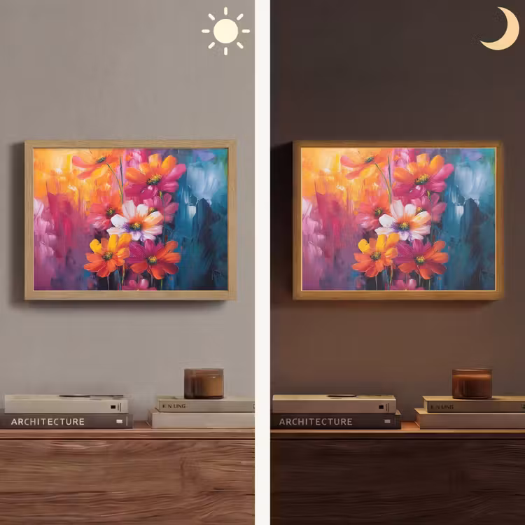 Felle bloemen - Dynamisch - Levendig Light Box met batterij (Wandlamp) middel -sfeer3