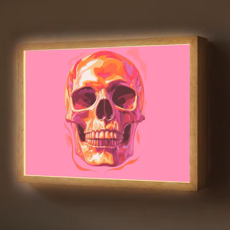 Felroze - Tanden - Schedel Light Box met batterij (Wandlamp) middel -z3d_website