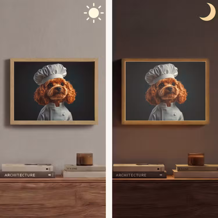 Bruin - Kok - Hondje Light Box met batterij (Wandlamp) middel -sfeer3