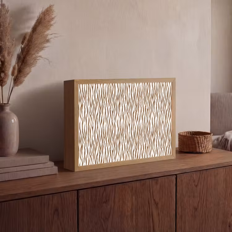 Bruin - Patroon - Zebra Light Box met batterij (Wandlamp) middel 907 -sfeer2