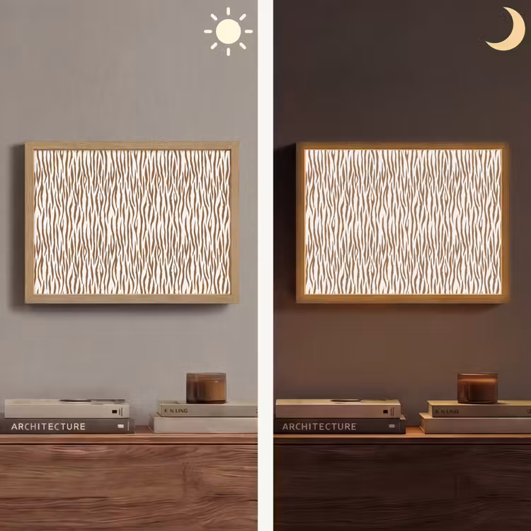 Bruin - Patroon - Zebra Light Box met batterij (Wandlamp) middel 907 -sfeer3