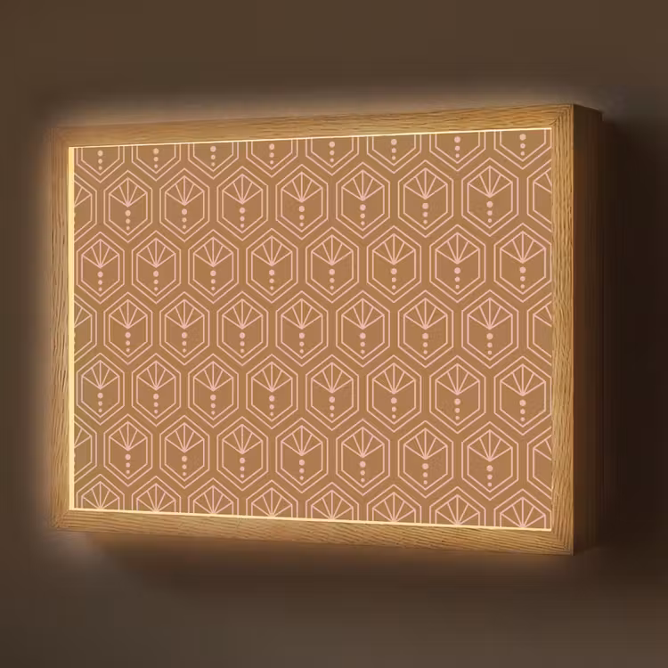 Bruin - Roze - Geometrisch - Patroon Light Box met batterij (Wandlamp) middel 907 -z3d_website