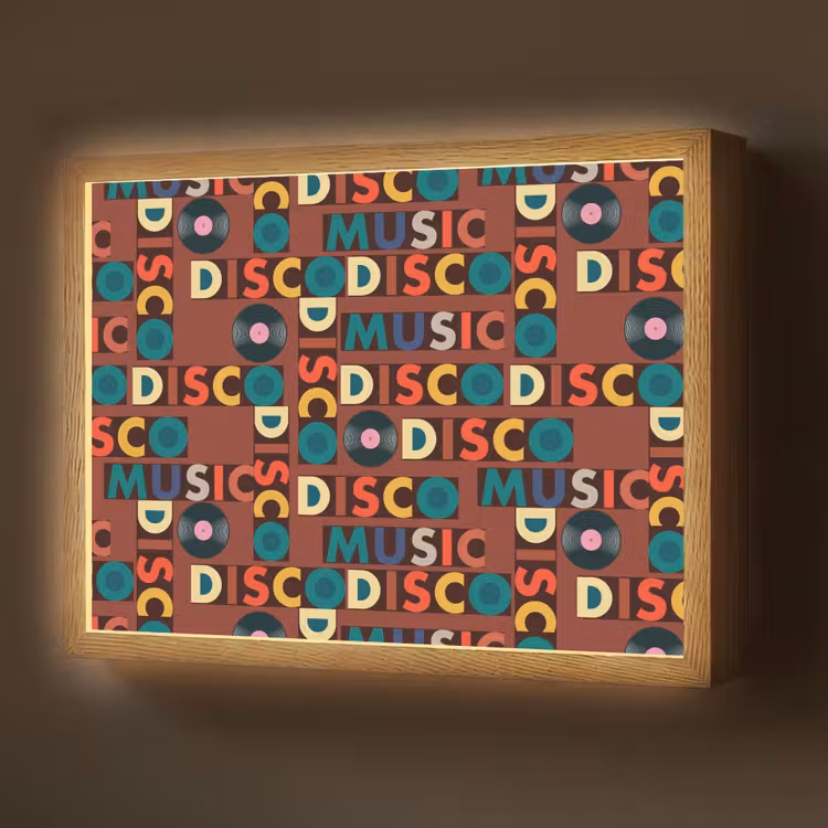 Bruin - Retro - Disco - Patroon Light Box met batterij (Wandlamp) middel 907 -z3d_website