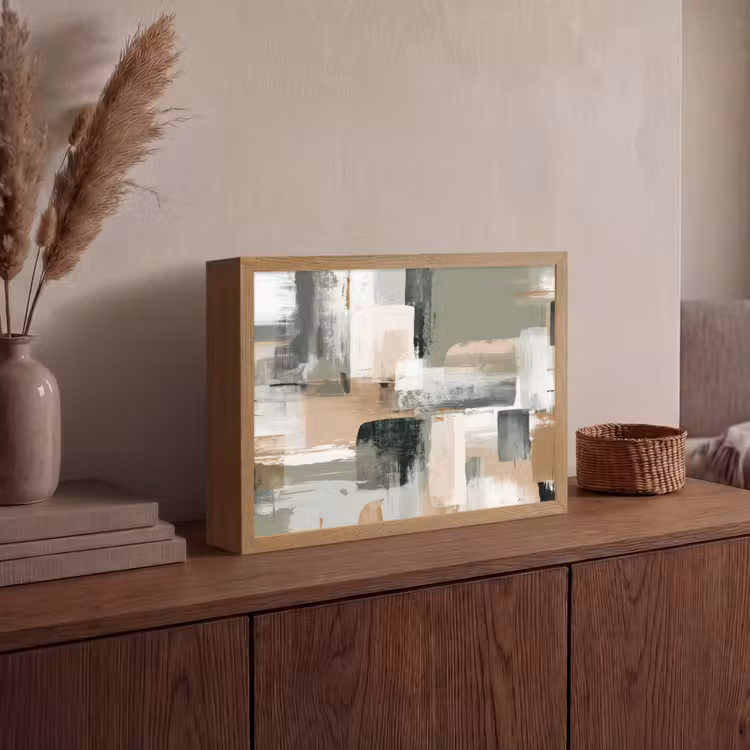 Penseelstreken - Abstract - Aardetinten Light Box met batterij (Wandlamp) middel -sfeer2