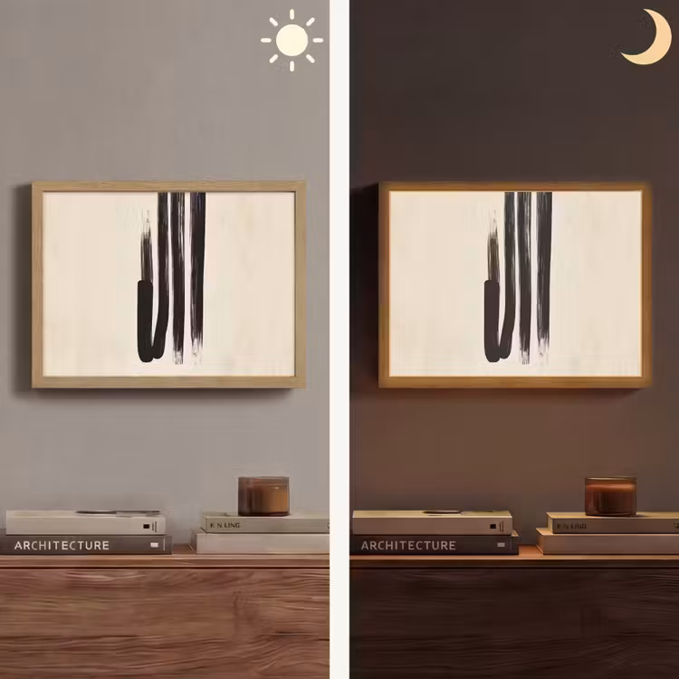 Penseelstreken - Verticaal - Zwart Light Box met batterij (Wandlamp) middel -sfeer3