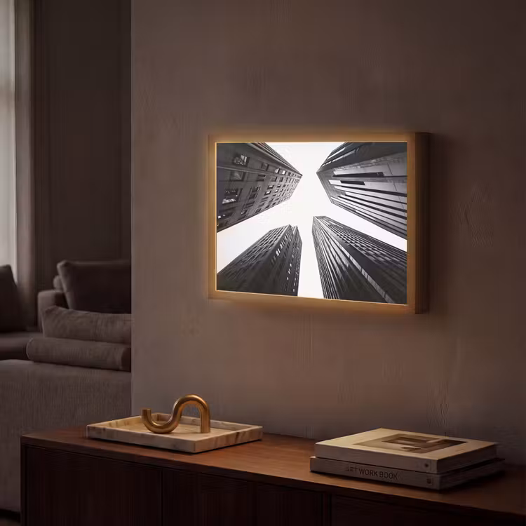 Gebouwen - Lucht - Zwart Light Box met batterij (Wandlamp) middel -sfeer1