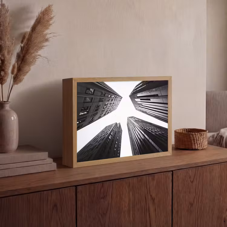 Gebouwen - Lucht - Zwart Light Box met batterij (Wandlamp) middel -sfeer2