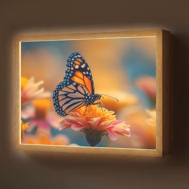 Vlinder - Dieren - Kleurrijk - Natuur - Bloemen Light Box met batterij (Wandlamp) middel -z3d_website