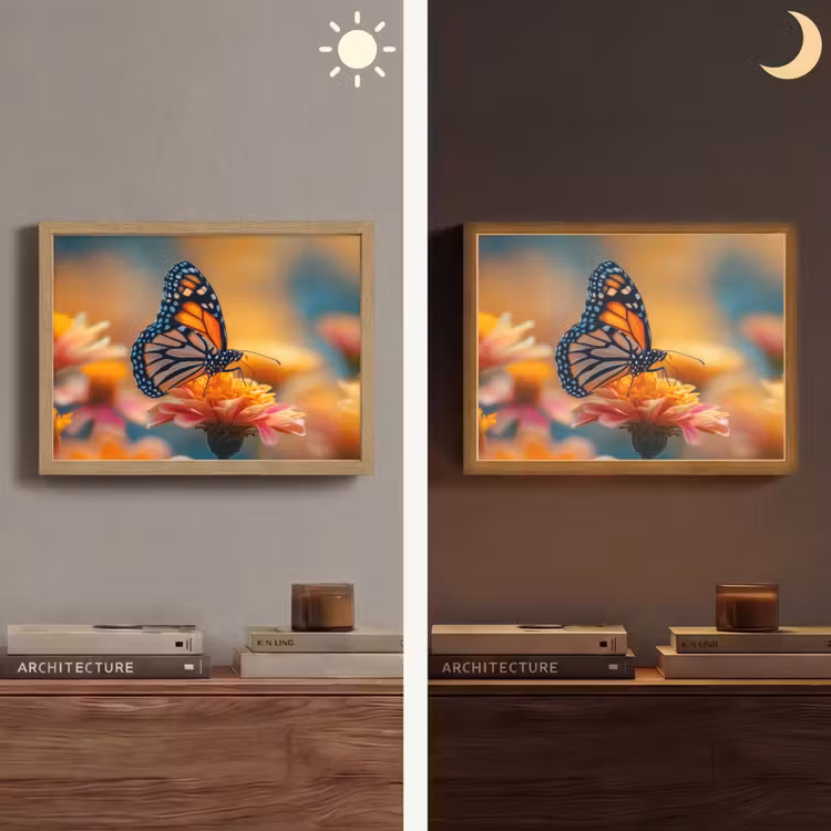 Vlinder - Dieren - Kleurrijk - Natuur - Bloemen Light Box met batterij (Wandlamp) middel -sfeer3