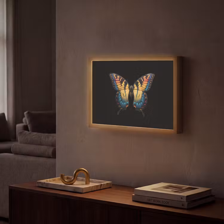 Vlinder - Kleurrijk - Speels Light Box met batterij (Wandlamp) middel -sfeer1
