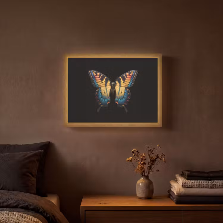 Vlinder - Kleurrijk - Speels Light Box met batterij (Wandlamp) middel -sfeer4
