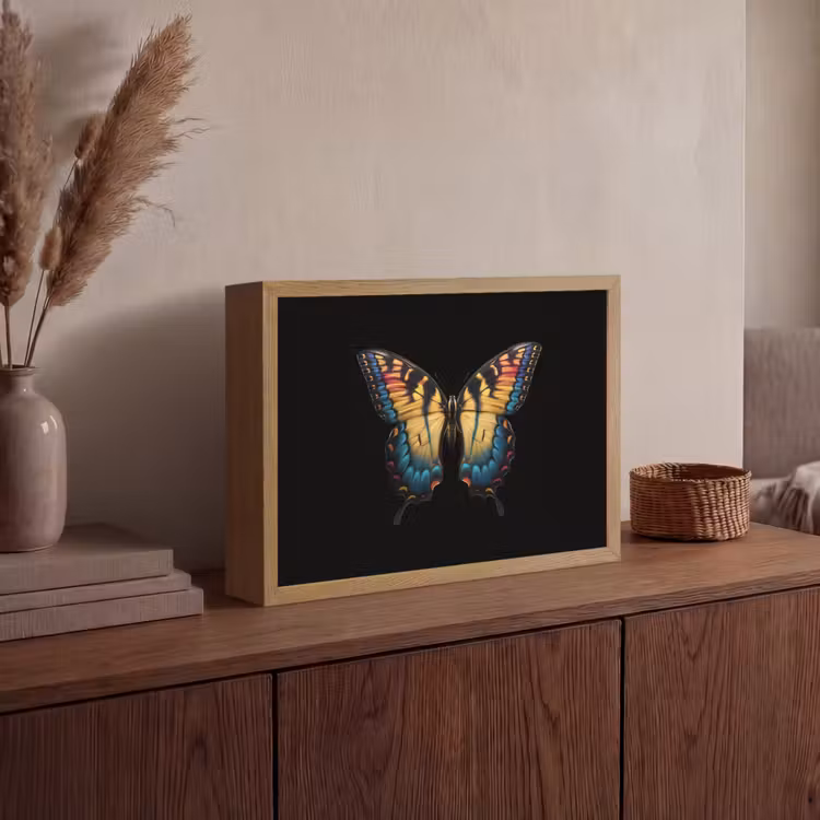 Vlinder - Kleurrijk - Speels Light Box met batterij (Wandlamp) middel -sfeer2