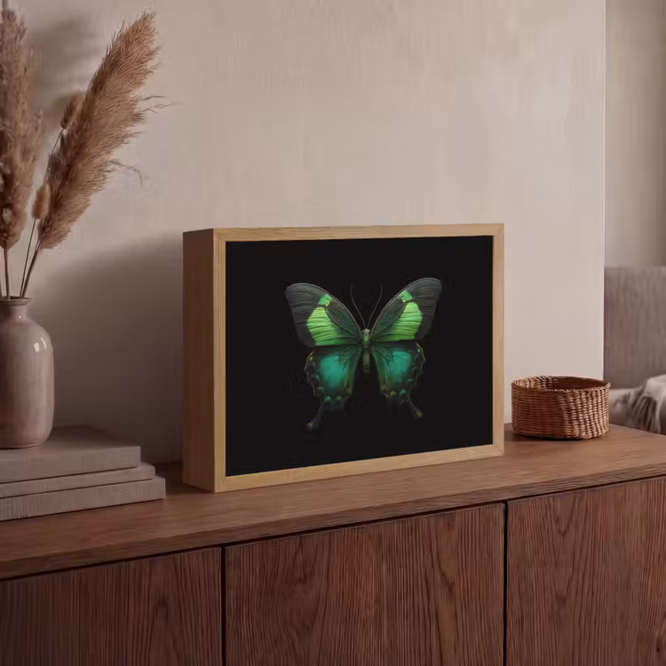 Vlinder - Groen - Opvallend Light Box met batterij (Wandlamp) middel -sfeer2