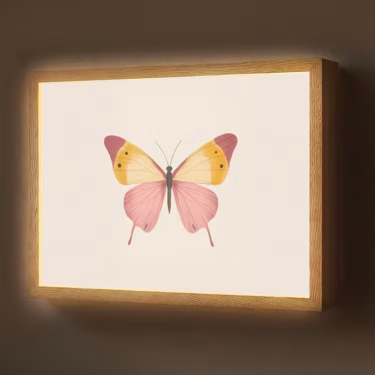 Vlinder - Illustratie - Roze Light Box met batterij (Wandlamp) middel -z3d_website