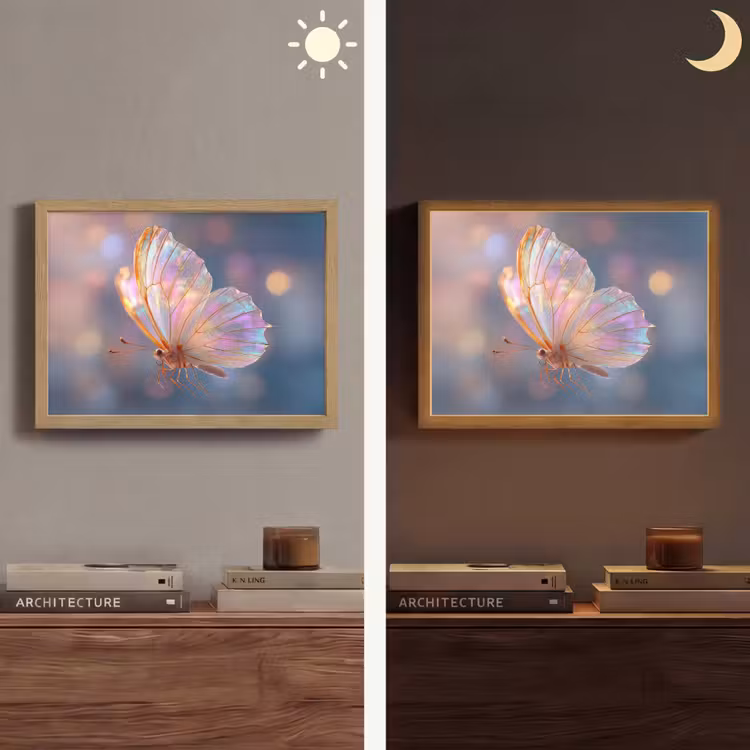 Vlinder - Vleugels - Pastel - Glinstering Light Box met batterij (Wandlamp) middel -sfeer3