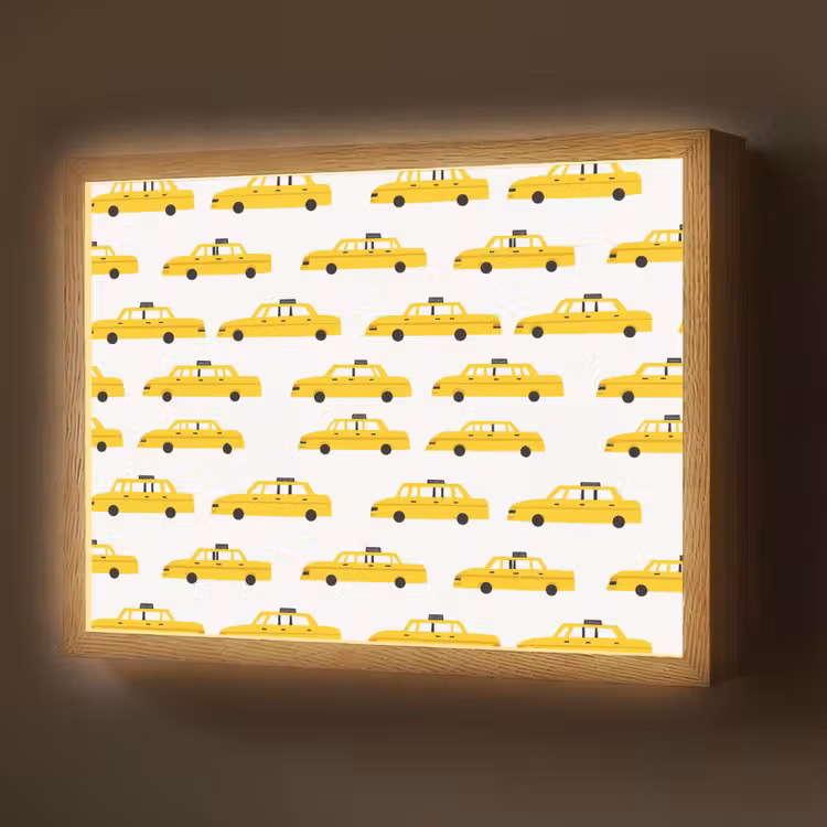 Taxi - Iconisch - Geel Light Box met batterij (Wandlamp) middel 907 -z3d_website