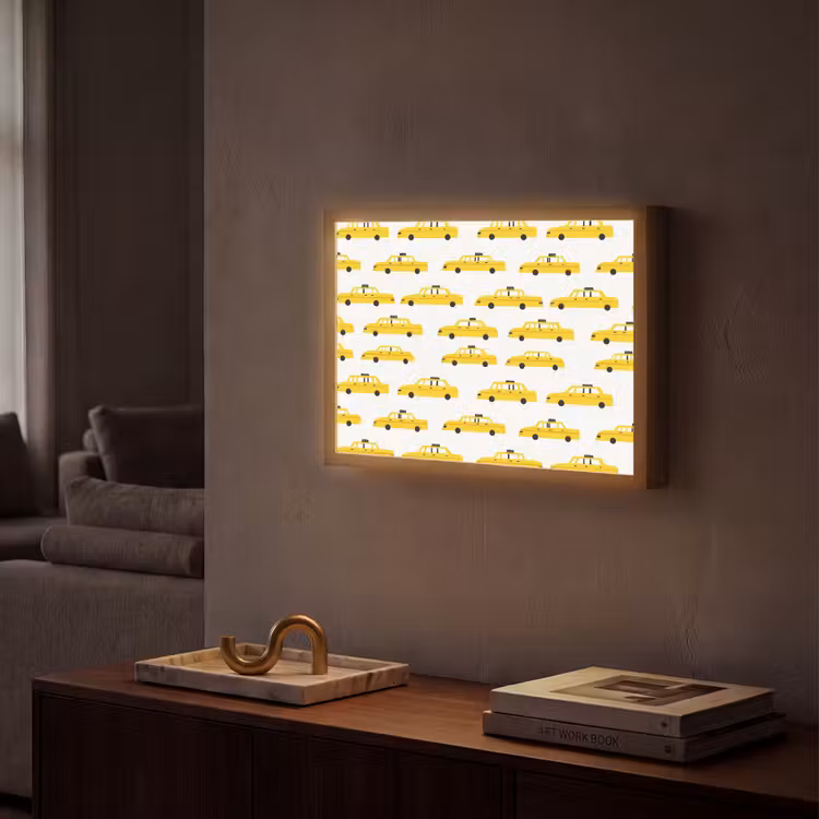 Taxi - Iconisch - Geel Light Box met batterij (Wandlamp) middel 907 -sfeer1