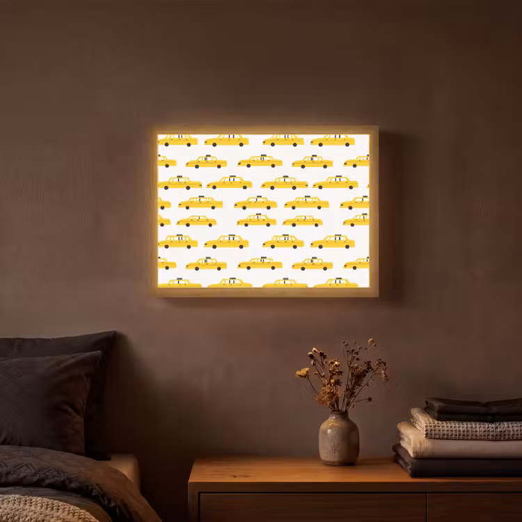Taxi - Iconisch - Geel Light Box met batterij (Wandlamp) middel 907 -sfeer4
