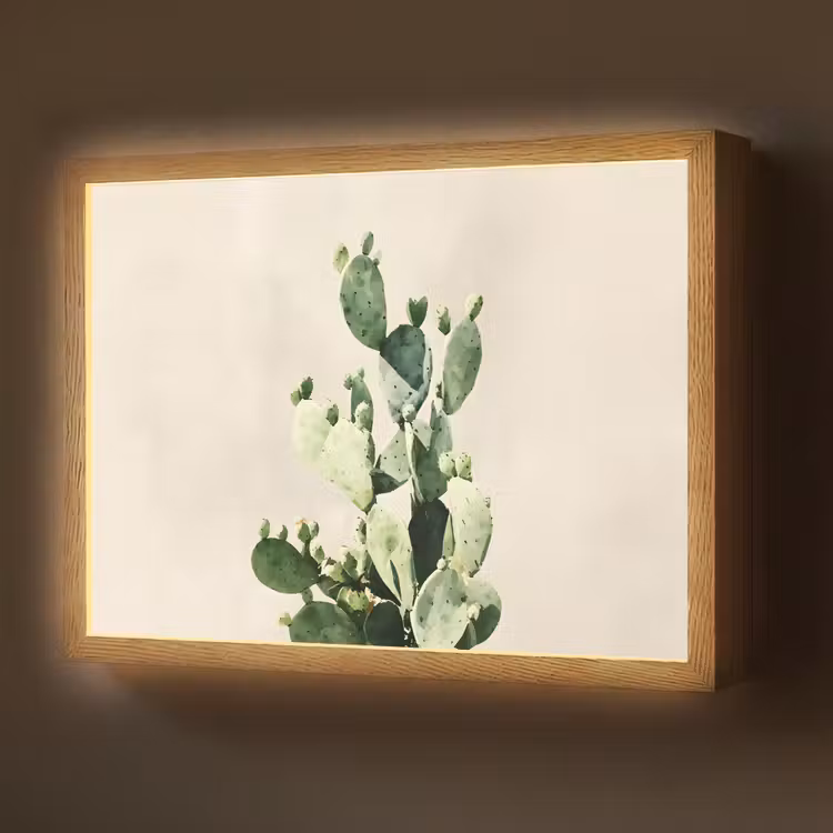 Cactus - Groen - Minimalistisch Light Box met batterij (Wandlamp) middel -z3d_website