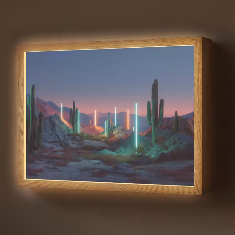 Cactus - Lichtzuilen - Zonsondergang Light Box met batterij (Wandlamp) middel -z3d_website