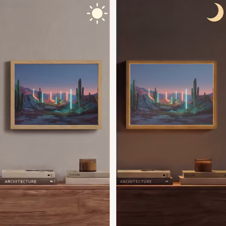 Cactus - Lichtzuilen - Zonsondergang Light Box met batterij (Wandlamp) middel -sfeer3