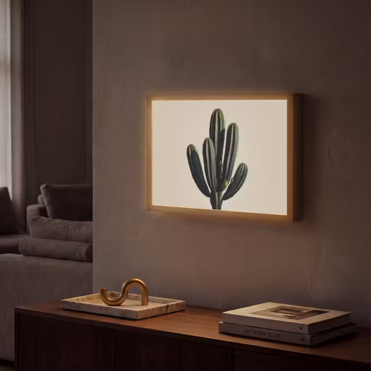 Cactus - Subtiel - Groen Light Box met batterij (Wandlamp) middel -sfeer1