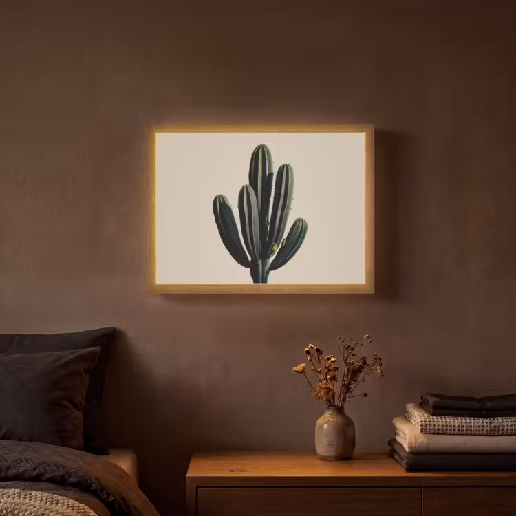 Cactus - Subtiel - Groen Light Box met batterij (Wandlamp) middel -sfeer4