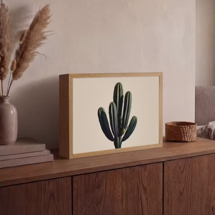 Cactus - Subtiel - Groen Light Box met batterij (Wandlamp) middel -sfeer2
