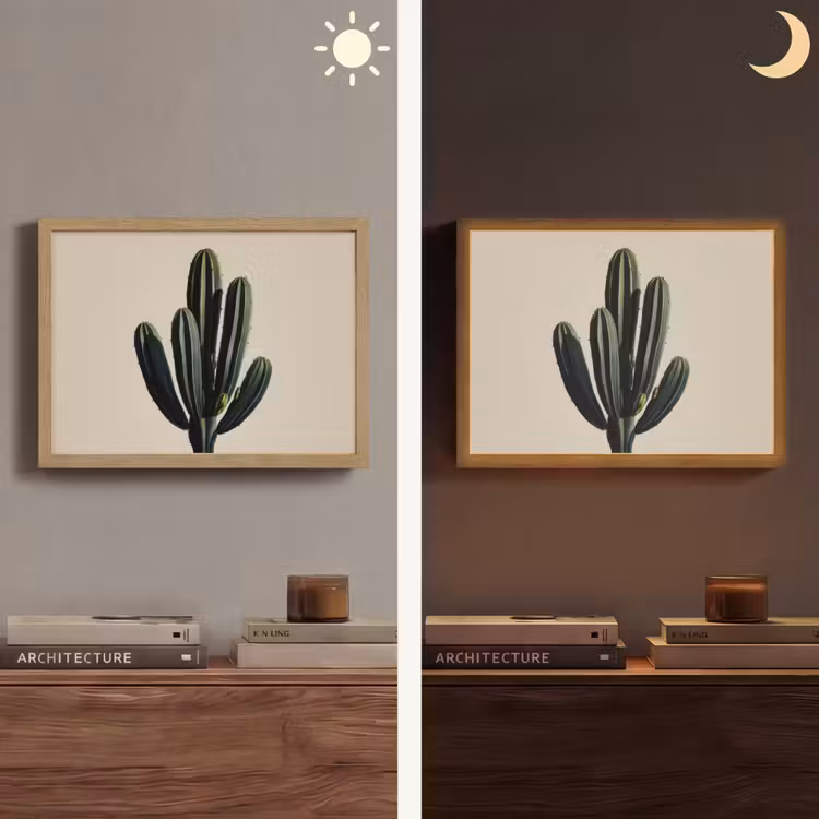 Cactus - Subtiel - Groen Light Box met batterij (Wandlamp) middel -sfeer3