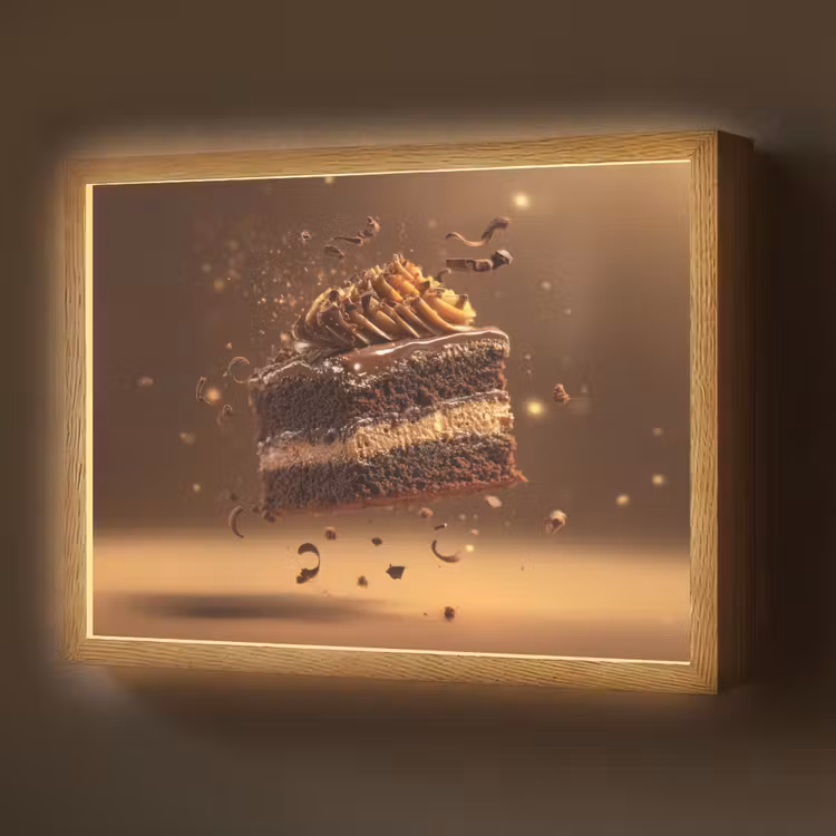 Taart - Chocolade - Eten - Brownie Light Box met batterij (Wandlamp) middel -z3d_website