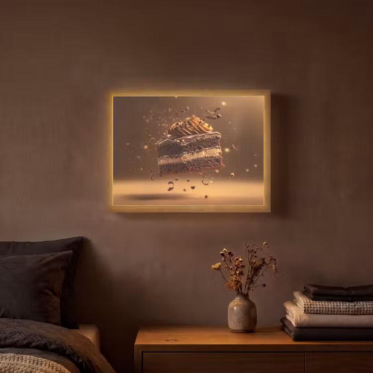 Taart - Chocolade - Eten - Brownie Light Box met batterij (Wandlamp) middel -sfeer4