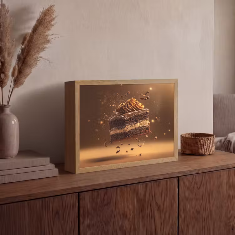 Taart - Chocolade - Eten - Brownie Light Box met batterij (Wandlamp) middel -sfeer2