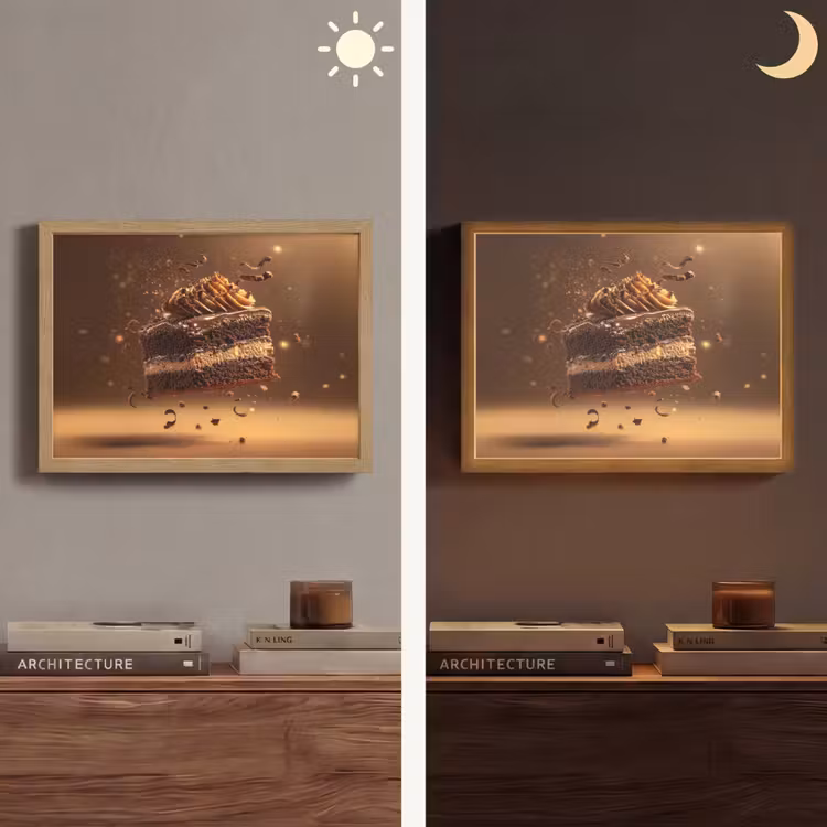 Taart - Chocolade - Eten - Brownie Light Box met batterij (Wandlamp) middel -sfeer3