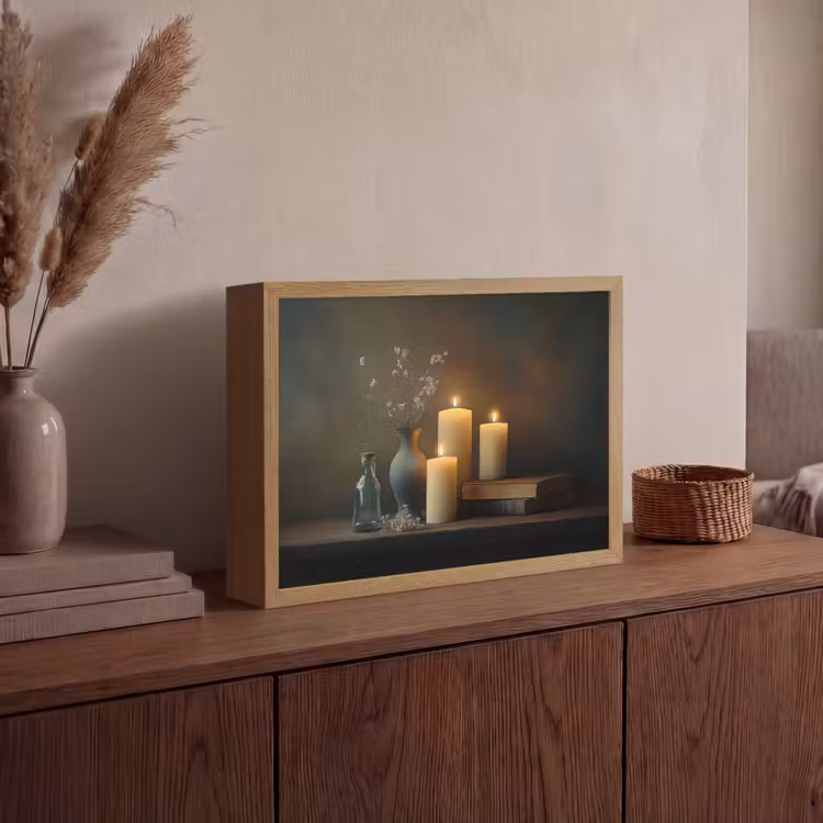 Kaarsen - Stilleven - Rustiek - Boeken Light Box met batterij (Wandlamp) middel -sfeer2