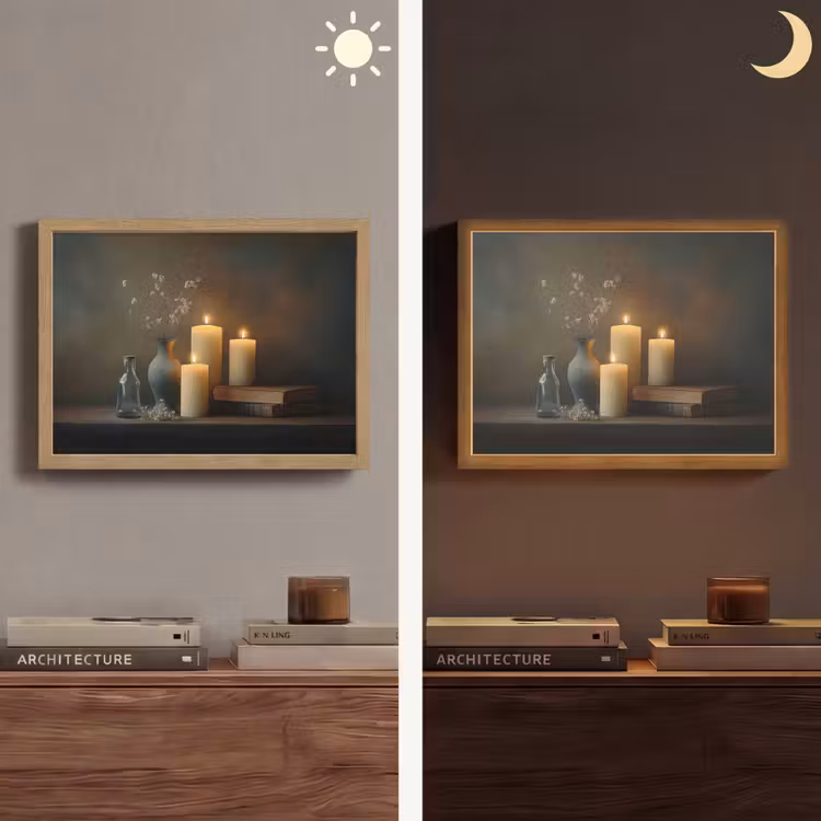Kaarsen - Stilleven - Rustiek - Boeken Light Box met batterij (Wandlamp) middel -sfeer3