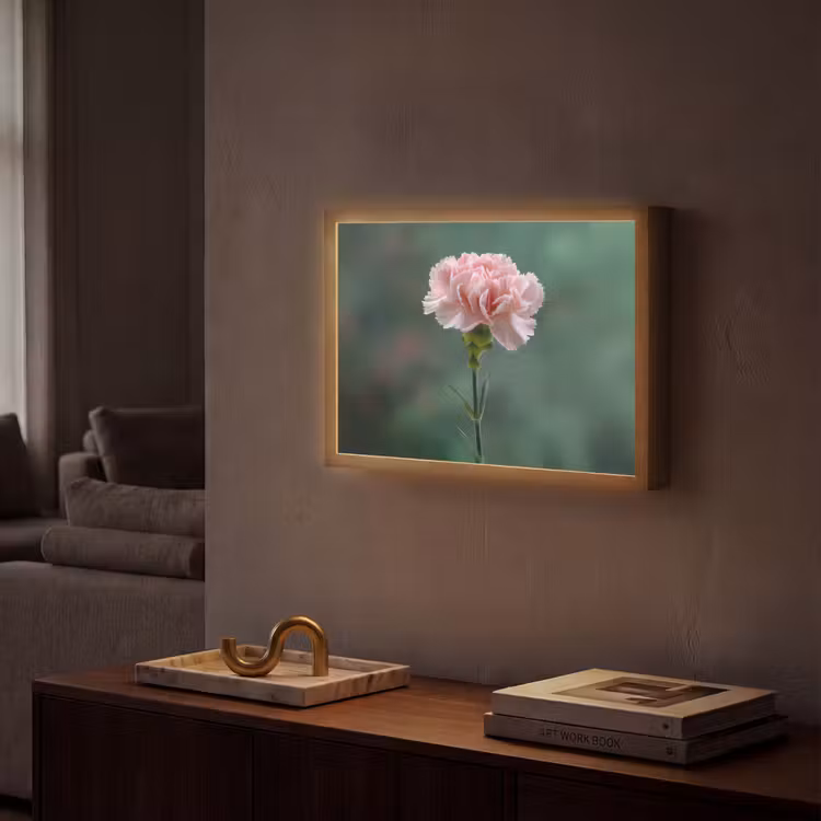 Anjer - Roze - Bloemblaadjes Light Box met batterij (Wandlamp) middel -sfeer1