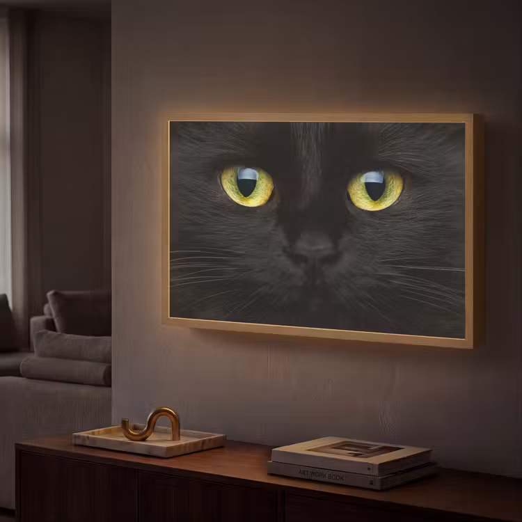 Kat - Zwart - Dieren - Natuur Light Box met batterij (Wandlamp) middel -sfeer1