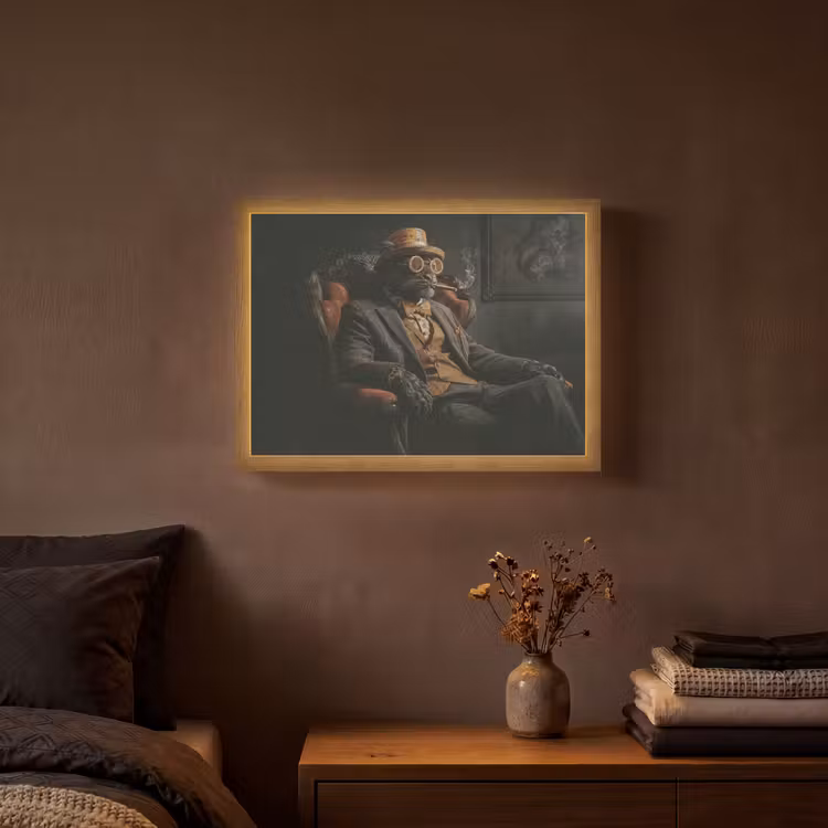 Kat - Pak - Oranje - Sigaar Light Box met batterij (Wandlamp) middel -sfeer4