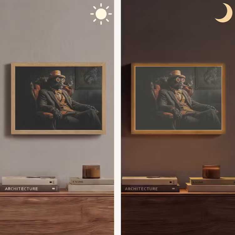 Kat - Pak - Oranje - Sigaar Light Box met batterij (Wandlamp) middel -sfeer3