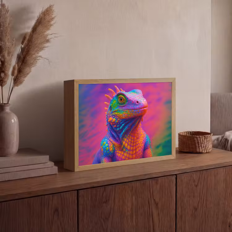 Kameleon - Dieren - Neon - Kleur Light Box met batterij (Wandlamp) middel -sfeer2