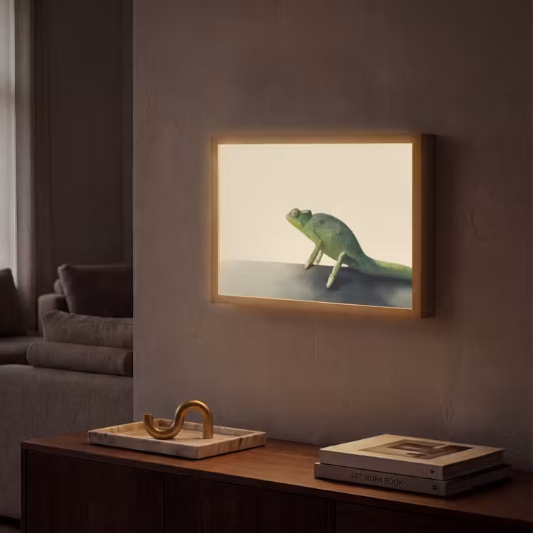 Kameleon - Groen - Minimalistisch Light Box met batterij (Wandlamp) middel -sfeer1