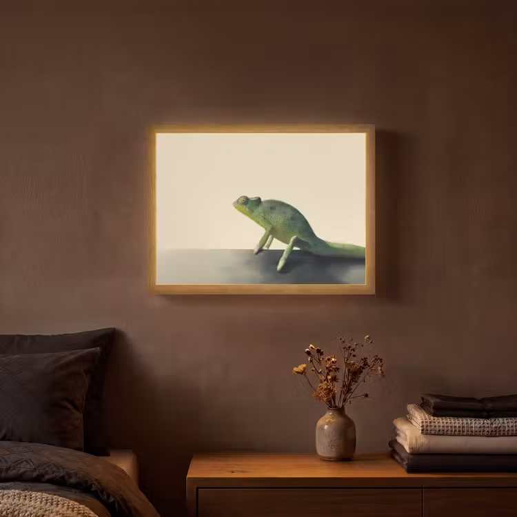 Kameleon - Groen - Minimalistisch Light Box met batterij (Wandlamp) middel -sfeer4