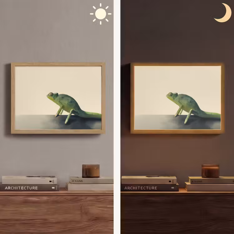 Kameleon - Groen - Minimalistisch Light Box met batterij (Wandlamp) middel -sfeer3