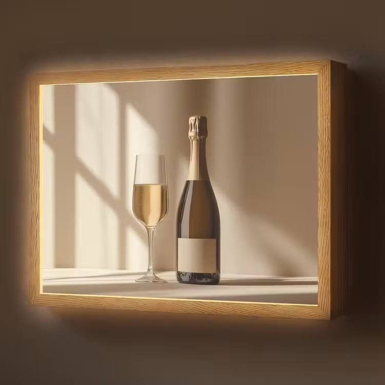 Champagne - Beige - Schaduw - Bubbels Light Box met batterij (Wandlamp) middel -z3d_website