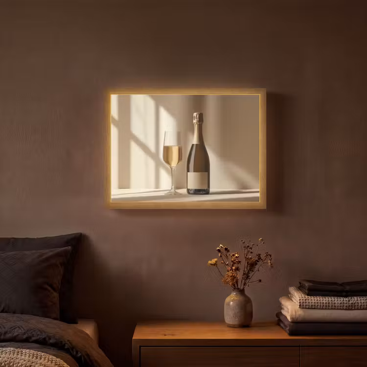 Champagne - Beige - Schaduw - Bubbels Light Box met batterij (Wandlamp) middel -sfeer4