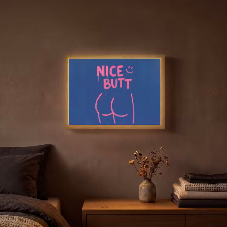 Brutaal - Grappig - Blauw Light Box met batterij (Wandlamp) middel -sfeer4