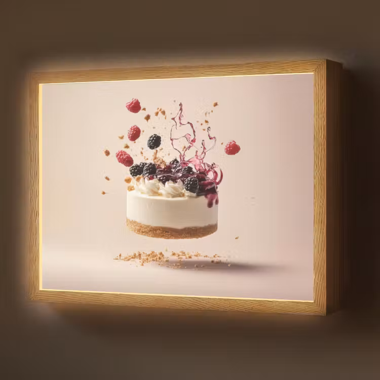 Cheesecake - Eten - Roze - Taart Light Box met batterij (Wandlamp) middel -z3d_website