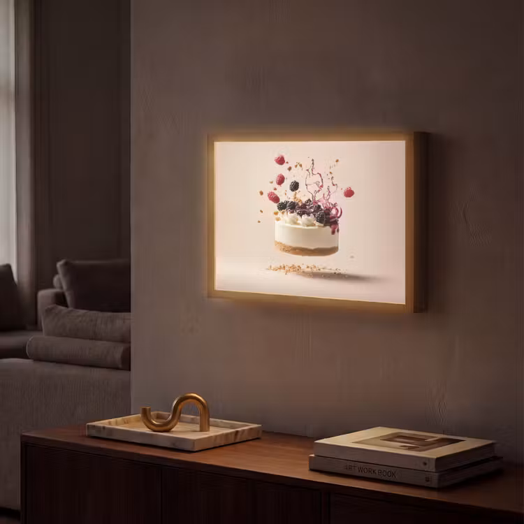 Cheesecake - Eten - Roze - Taart Light Box met batterij (Wandlamp) middel -sfeer1
