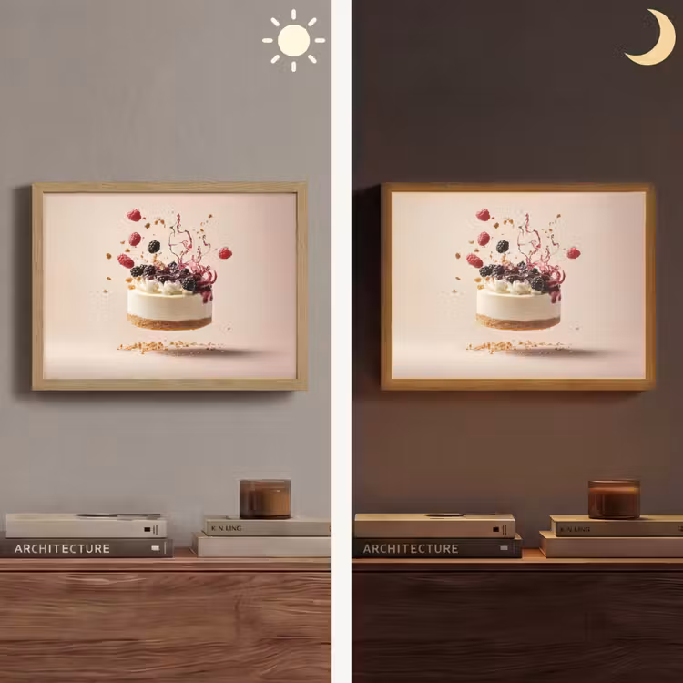Cheesecake - Eten - Roze - Taart Light Box met batterij (Wandlamp) middel -sfeer3