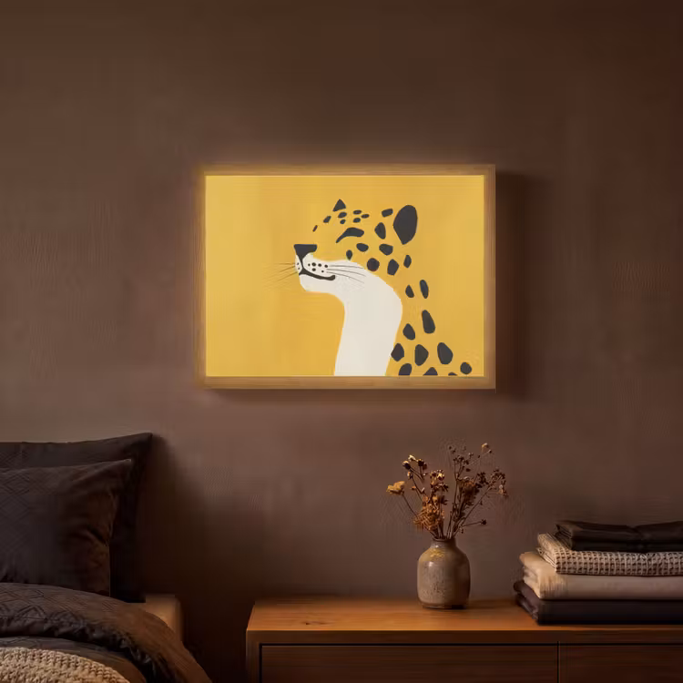 Cheetah - Illustratie - Geel Light Box met batterij (Wandlamp) middel -sfeer4